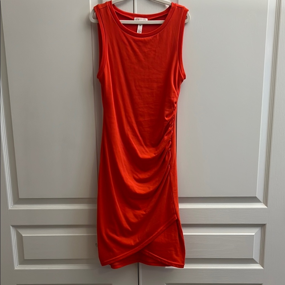 Nordstrom Leith ruched red-orange dress XS